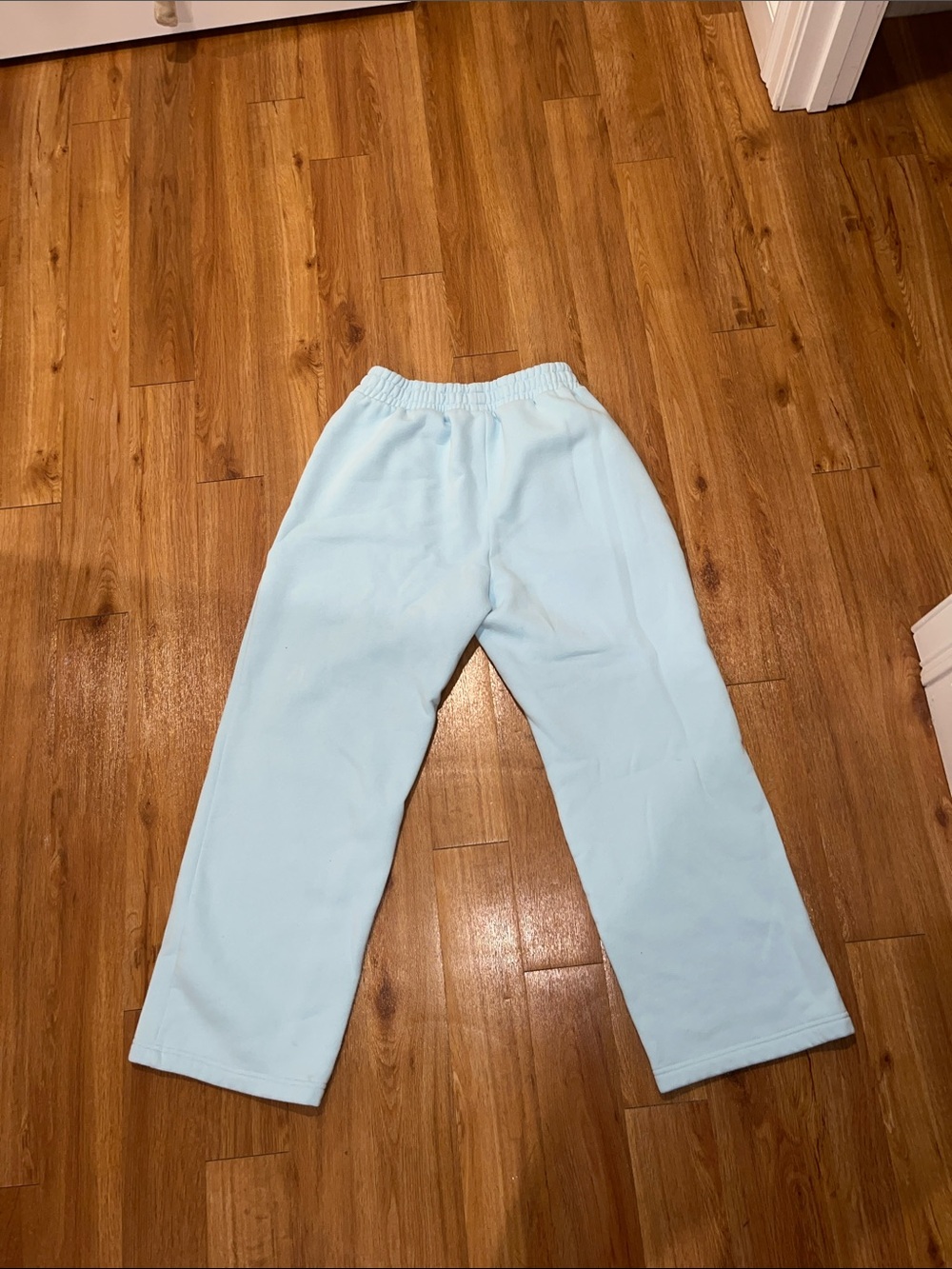 Women's Straight Leg SweatPants in Light Pastel Blue with Elastic Waist - Picture 4 of 4